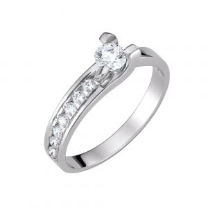 Μονόπετρο Δαχτυλίδι Λευκόχρυσο KBD-10132W