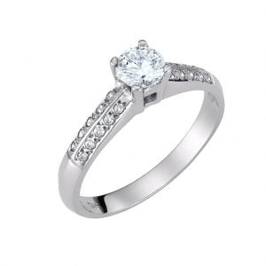 Μονόπετρο Δαχτυλίδι Λευκόχρυσο KBD-10133W