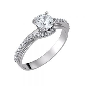 Μονόπετρο Δαχτυλίδι Λευκόχρυσο KBD-10130W