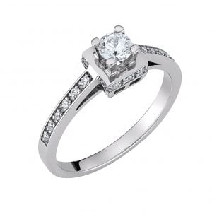 Μονόπετρο Δαχτυλίδι Λευκόχρυσο KBD-10137W