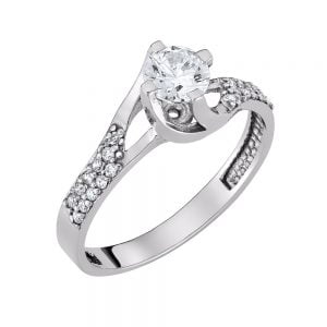 Μονόπετρο Δαχτυλίδι Λευκόχρυσο KBD-10126W