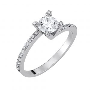 Μονόπετρο Δαχτυλίδι Λευκόχρυσο KBD-10121W