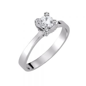 Μονόπετρο Δαχτυλίδι Λευκόχρυσο KBD-10125W