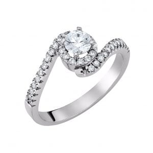 Μονόπετρο Δαχτυλίδι Λευκόχρυσο KBD-10119W