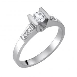 Μονόπετρο Δαχτυλίδι Λευκόχρυσο KBD-10124W
