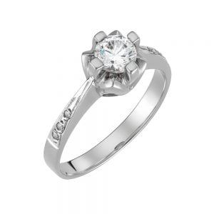 Μονόπετρο Δαχτυλίδι Λευκόχρυσο KBD-10152W