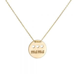 Κολιέ Χρυσό Κ14 “mama” Με Διάτρητες Καρδιές IPK-20101Y