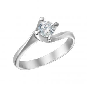 Μονόπετρο Δαχτυλίδι Λευκόχρυσο MSD-10112W
