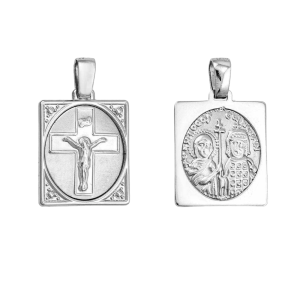 Φυλαχτό Παναγία Λευκόχρυσο Διπλής Όψης Κ14 KBP-20551