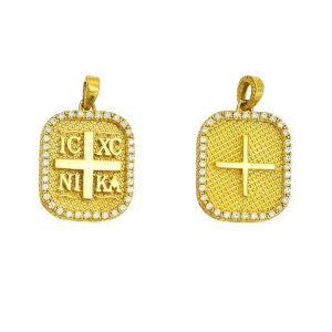 Φυλαχτό Κωνσταντινάτο Διπλής Όψης Χρυσό Κ14 AFP-20536Y