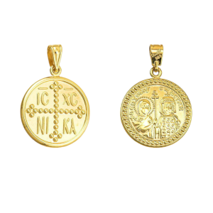 Φυλαχτό Χρυσό Κ14 Διπλής Όψης Κωνσταντινάτο KBP-20533