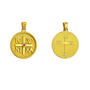 Φυλαχτό Χρυσό Κ14 Διπλής Όψης Κωνσταντινάτο AFP-20538