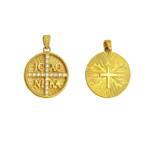 Φυλαχτό Χρυσό Κ14 Διπλής Όψης Κωνσταντινάτο AFP-20539