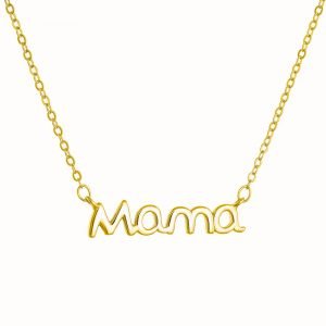 Κολιέ Ασημένιο Επιχρυσωμένο Mama ASZ-0208G