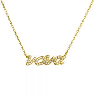 Κολιέ Ασημένιο Επιχρυσωμένο 925 νονά Με Πέτρες ASZ-0234G