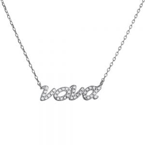 Κολιέ Ασημένιο νονά Με Πέτρες ASZ-0234W