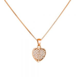 Κολιέ Ασημένιο 925 Ροζ Σε Σχήμα Καρδιά ASZ-0227R