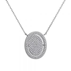 Κολιέ Ασημένιο 925 Οβαλ Με Πέτρες ASZ-0219W