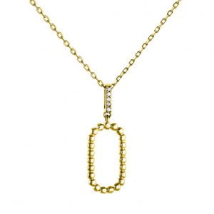 Κολιέ Ασημένιο 925 Επιχρυσωμένο Οβάλ Με Μπίλιες ASZ-0203G