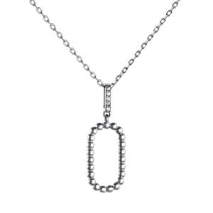 Κολιέ Ασημένιο 925 Οβάλ Με Μπίλιες ASZ-0203W