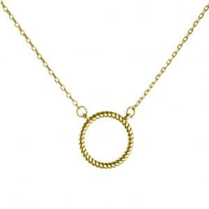 Κολιέ Ασημένιο 925 Επιχρυσωμένο Κύκλος Στριφτός ASZ-0175G