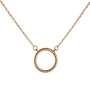 Κολιέ Ασημένιο 925 Ροζ Κύκλος Στριφτός ASZ-0175R