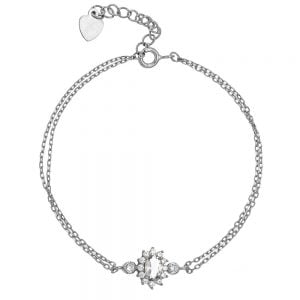 Βραχιόλι Ασημένιο 925 Ροζέτα Οβάλ Με Λευκές Πέτρες ASZ-0049W