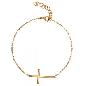 Βραχιόλι Ασημένιο 925 Ροζ Με Σταυρό ASZ-0044R
