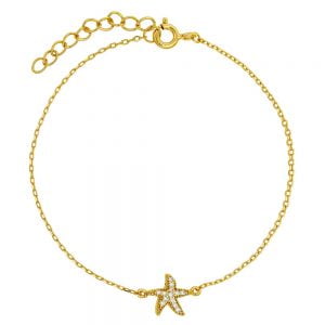 Βραχιόλι Ασημένιο 925 Επιχρυσωμένο Με Αστερία ASZ-0043G