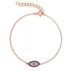 Βραχιόλι Ασημένιο 925 Ροζ Μάτι Με Πέτρες ASZ-0045R