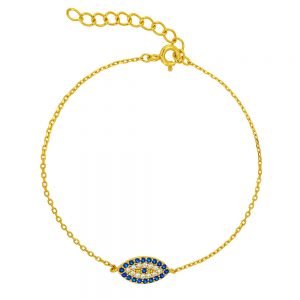 Βραχιόλι Ασημένιο 925 Επιχρυσωμένο Μάτι Με Πέτρες ASZ-0045G