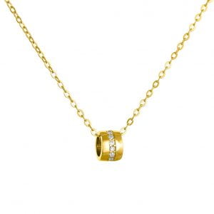 Κολιέ Ασημένιο 925 Επιχρυσωμένο Κρεμαστό Κύλινδρος ASZ-0216G