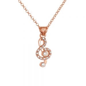 Κολιέ Ασημένιο 925 Ροζ Κλειδί Του Σολ ASM-0119R