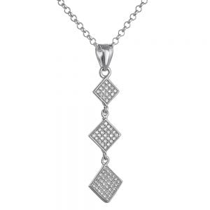 Κολιέ Ασημένιο 925 Τριπλός Ρόμβος ASM-0100W