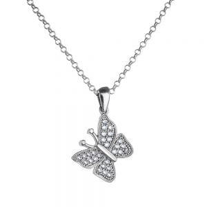 Κολιέ Ασημένιο 925 Πεταλούδα ASM-0067W