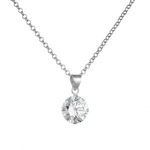 Κολιέ Ασημένιο 925 Με Λευκή Πέτρα Ζιργκόν 10mm ASM-0110W