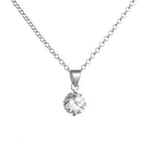 Κολιέ Ασημένιο 925 Με Λευκή Πέτρα Ζιργκόν ASM-0101W