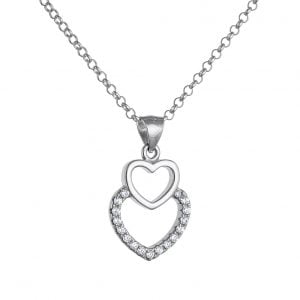 Κολιέ Ασημένιο 925 Διπλή Καρδιά ASM-0093W