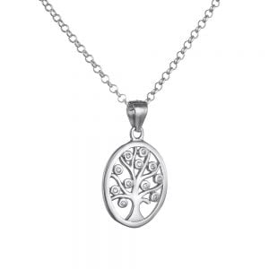Κολιέ Ασημένιο 925 Οβάλ Δέντρο Της Ζωής ASM-0082W