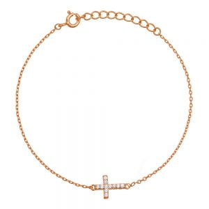 Βραχιόλι Ασημένιο 925 Ροζ Με Σταυρουδάκι Πετράτο ASZ-0056R