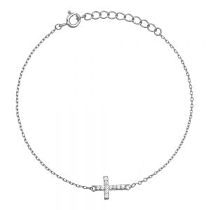 Βραχιόλι Ασημένιο 925 Με Σταυρουδάκι Πετράτο ASZ-0056W