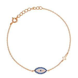 Βραχιόλι Ασημένιο 925 Ροζ Με Μάτι Πετράτο ASZ-0065R