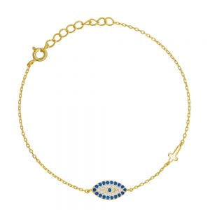 Βραχιόλι Ασημένιο 925 Επιχρυσωμένο Με Μάτι Πετράτο ASZ-0065G