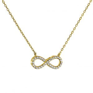 Κολιέ Ασημένιο 925 Επιχρυσωμένο Άπειρο Με Πέτρες ASZ-0228G