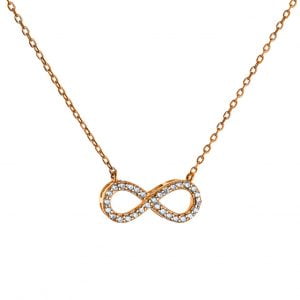 Κολιέ Ασημένιο 925 Ροζ Άπειρο Με Πέτρες ASZ-0228R