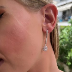 Σκουλαρίκια Ασημένια 925 Κρεμαστά Με Δάκρυ ASZ-0023W