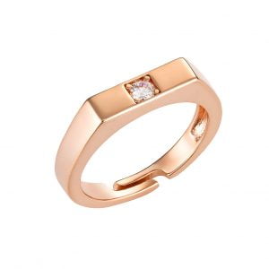 Δαχτυλίδι Ασημένιο 925 Ροζ Σεβαλιέ Με Λευκή Πέτρα ASZ-0251R