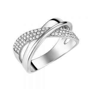 Δαχτυλίδι Ασημένιο 925 Λουστρέ Με Λευκές Πέτρες ASZ-0254W