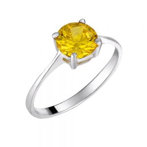 Δαχτυλίδι Ασημένιο 925 Μονόπετρο Με Κίτρινη Πέτρα ASM-0155W