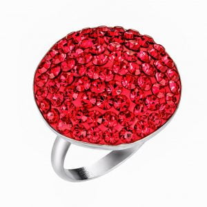 Δαχτυλίδι Ασημένιο 925 Δίσκος Με Κόκκινες Πέτρες ASM-0144W